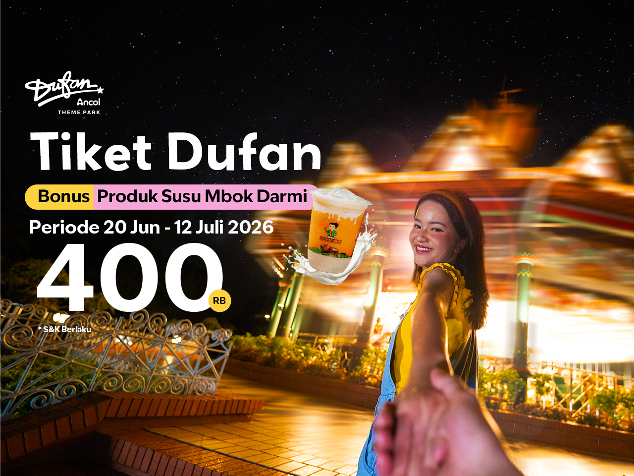 Tiket Reguler Dufan Bonus Produk Susu Mbok Darmi
